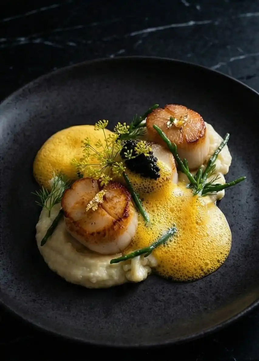 grilled scallops pricate chef Saint-tropez